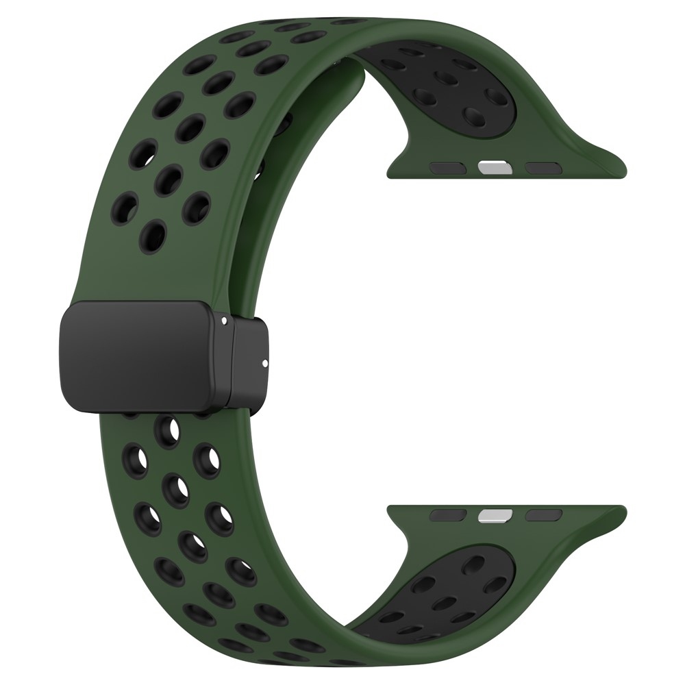 Dualc szilikon karkötő az Apple Watch Ultra 4/3/2/1 49 mm-es és 12/11/10 46 mm-es modellekhez – sötétzöld/fekete