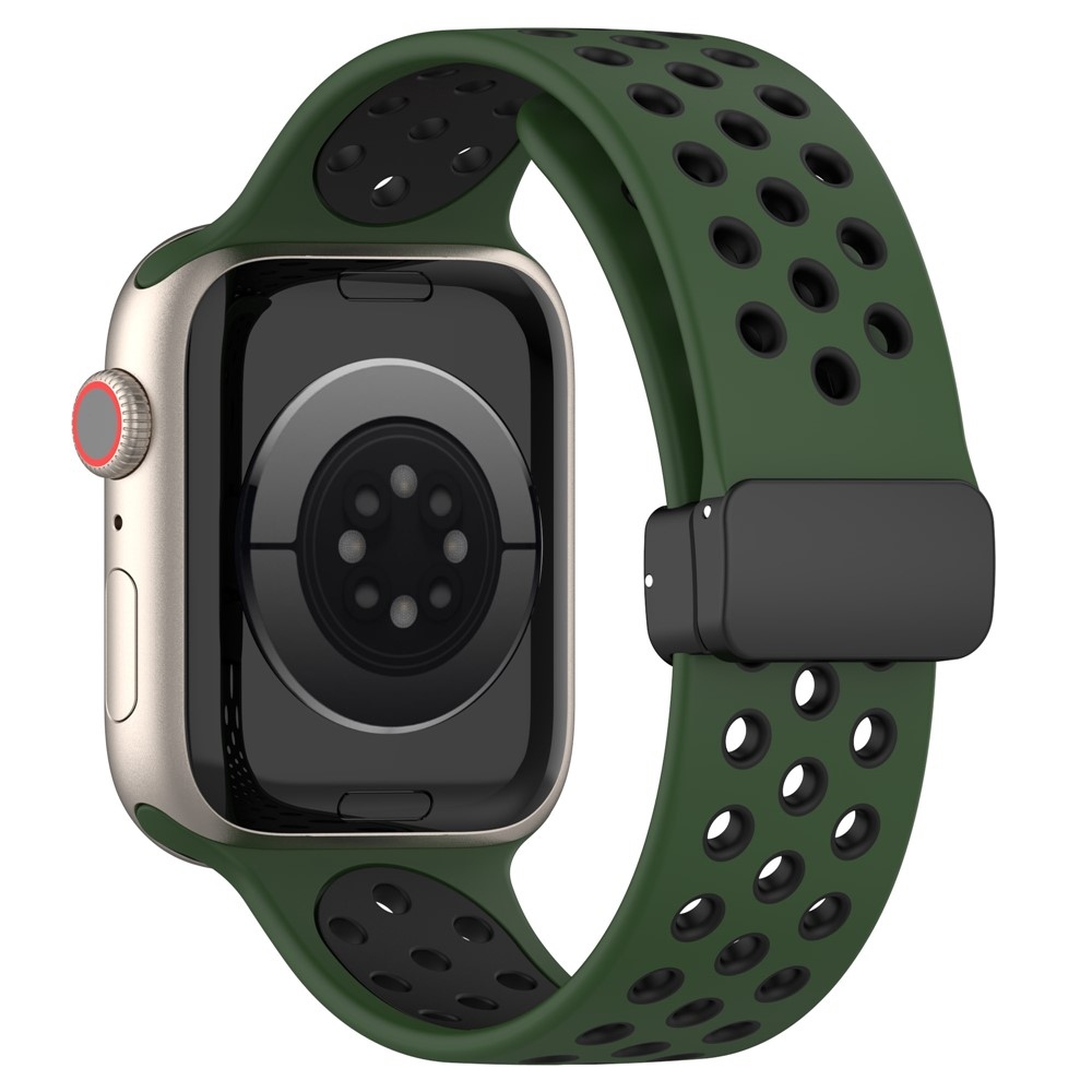 Dualc szilikon karkötő az Apple Watch Ultra 4/3/2/1 49 mm-es és 12/11/10 46 mm-es modellekhez – sötétzöld/fekete