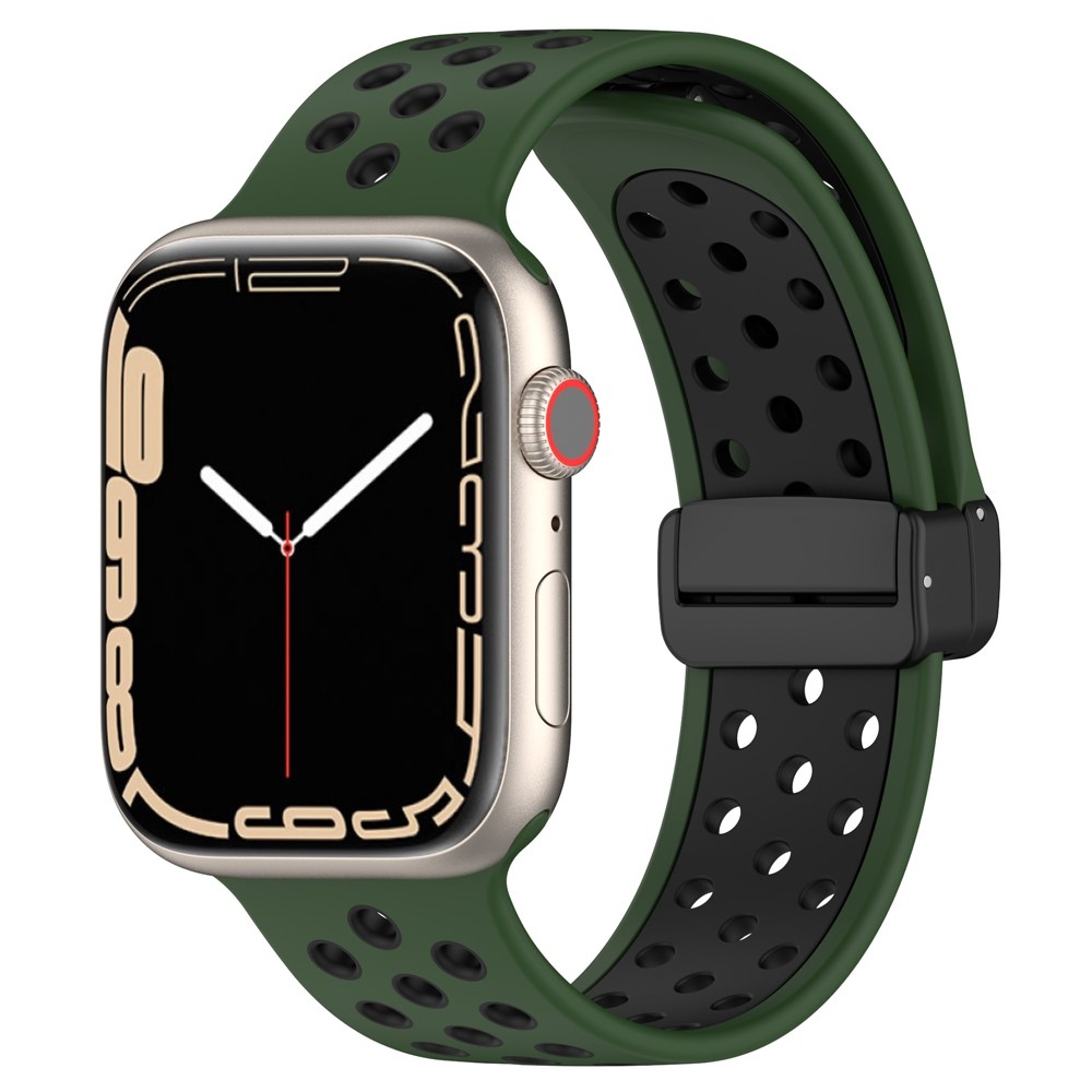 Dualc szilikon karkötő az Apple Watch Ultra 4/3/2/1 49 mm-es és 12/11/10 46 mm-es modellekhez – sötétzöld/fekete