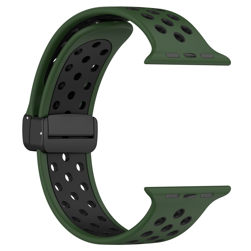 Dualc szilikon karkötő az Apple Watch Ultra 4/3/2/1 49 mm-es és 12/11/10 46 mm-es modellekhez – sötétzöld/fekete