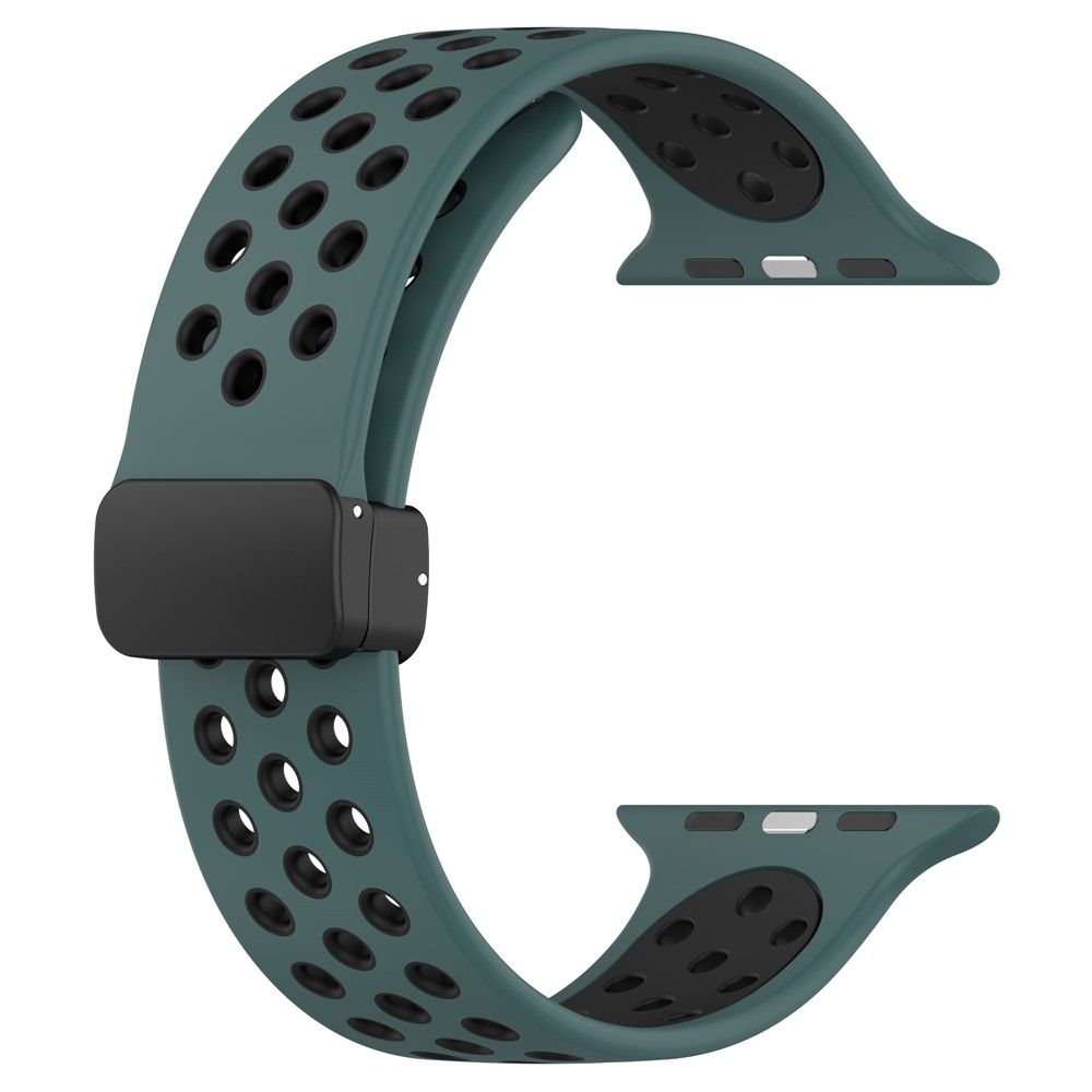 Dualc szilikon karkötő az Apple Watch Ultra 4/3/2/1 49 mm-es és 12/11/10 46 mm-es modellekhez – zöld/fekete