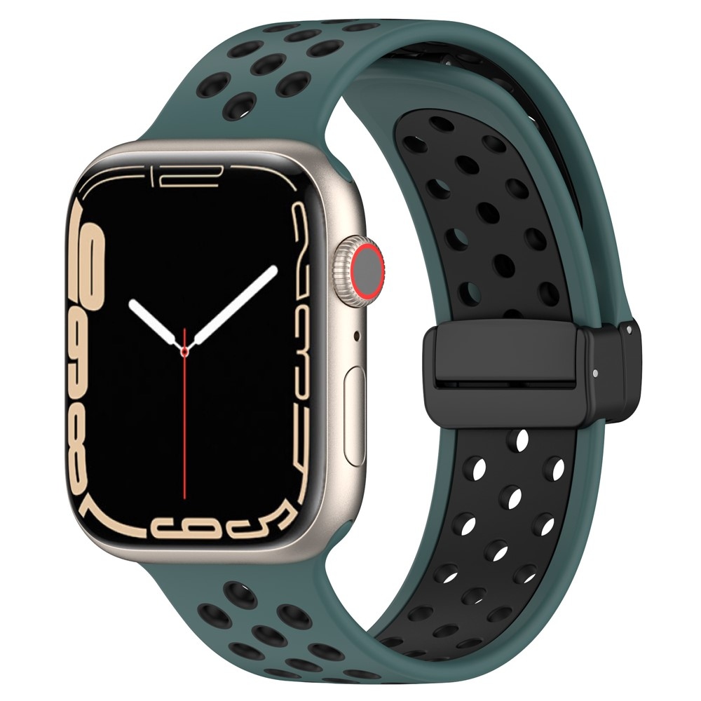 Dualc szilikon karkötő az Apple Watch Ultra 4/3/2/1 49 mm-es és 12/11/10 46 mm-es modellekhez – zöld/fekete