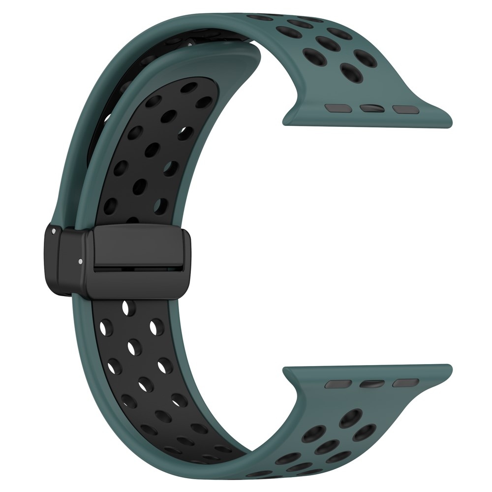 Dualc szilikon karkötő az Apple Watch Ultra 4/3/2/1 49 mm-es és 12/11/10 46 mm-es modellekhez – zöld/fekete