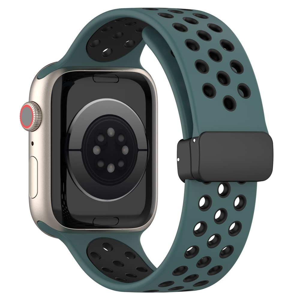 Dualc szilikon karkötő az Apple Watch Ultra 4/3/2/1 49 mm-es és 12/11/10 46 mm-es modellekhez – zöld/fekete