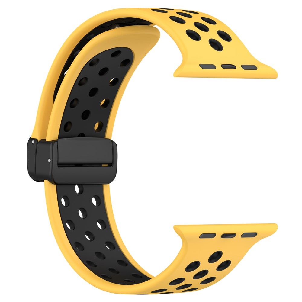 Dualc szilikon karkötő az Apple Watch Ultra 4/3/2/1 49 mm-es és 12/11/10 46 mm-es modellekhez – sárga/fekete