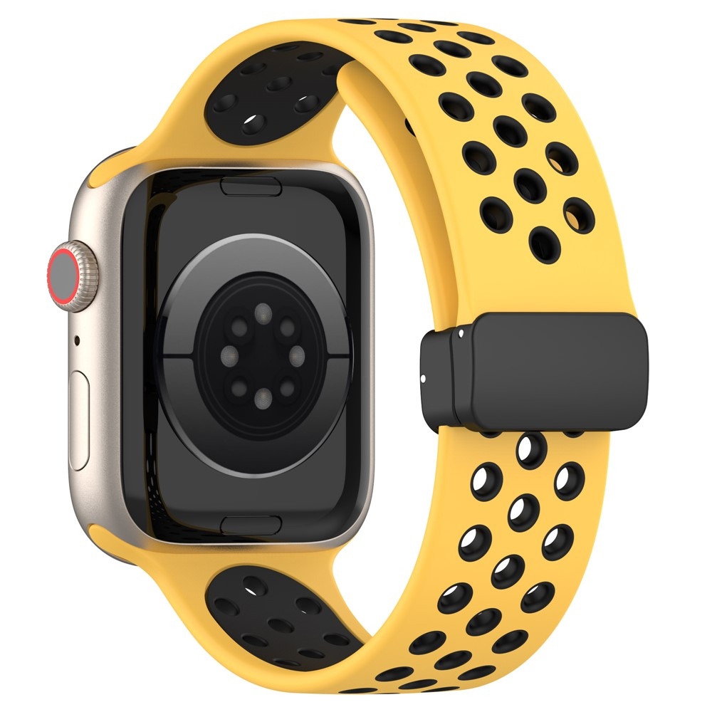 Dualc szilikon karkötő az Apple Watch Ultra 4/3/2/1 49 mm-es és 12/11/10 46 mm-es modellekhez – sárga/fekete