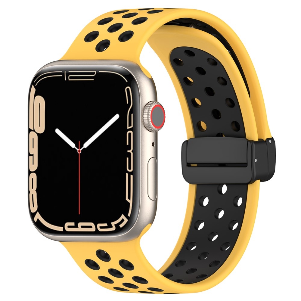 Dualc szilikon karkötő az Apple Watch Ultra 4/3/2/1 49 mm-es és 12/11/10 46 mm-es modellekhez – sárga/fekete