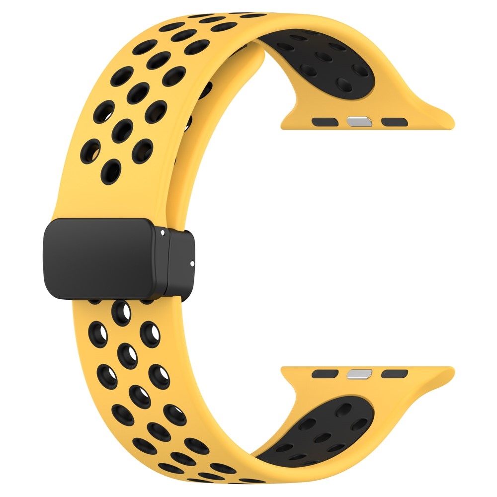 Dualc szilikon karkötő az Apple Watch Ultra 4/3/2/1 49 mm-es és 12/11/10 46 mm-es modellekhez – sárga/fekete