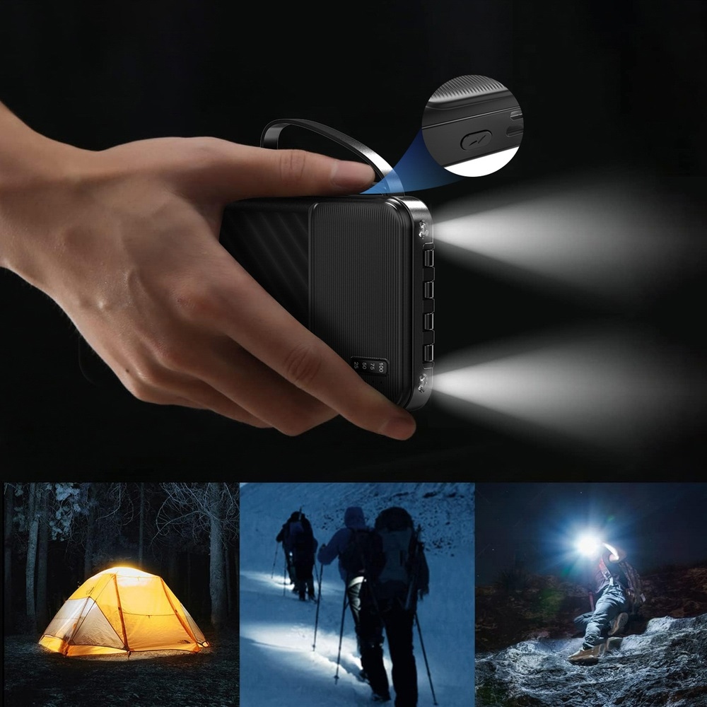 Dudao K11 10 000 mAh-s powerbank beépített kábelekkel – fekete