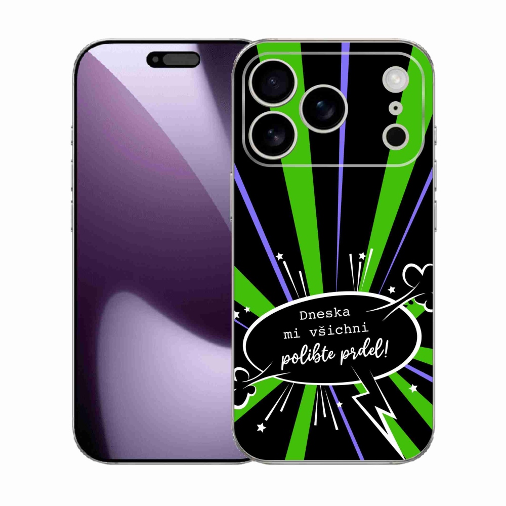 Gél borítás mmCase iPhone 17 Pro készülékhez - vicces szöveg 15 fekete háttér