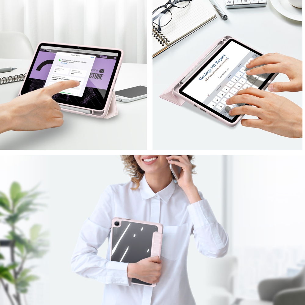 DUX okos, zárható tok a Xiaomi Redmi Pad 2 9,7-es táblagéphez – rózsaszín