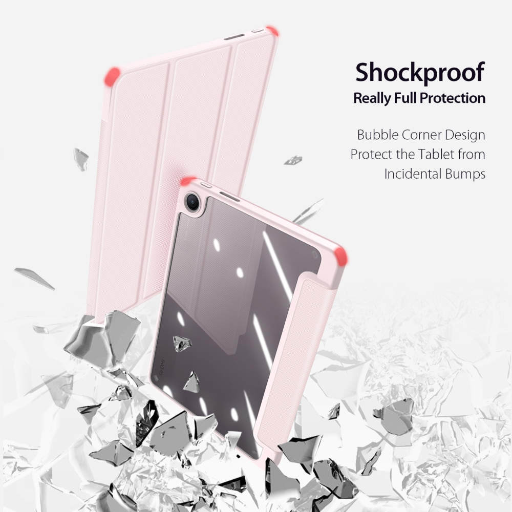 DUX okos, zárható tok a Xiaomi Redmi Pad 2 9,7-es táblagéphez – rózsaszín
