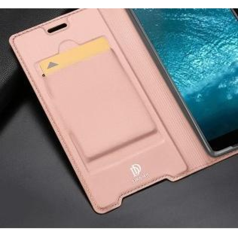 DUX elegáns PU bőr pénztárca tok Sony Xperia XZ3-hoz - rózsaarany színű