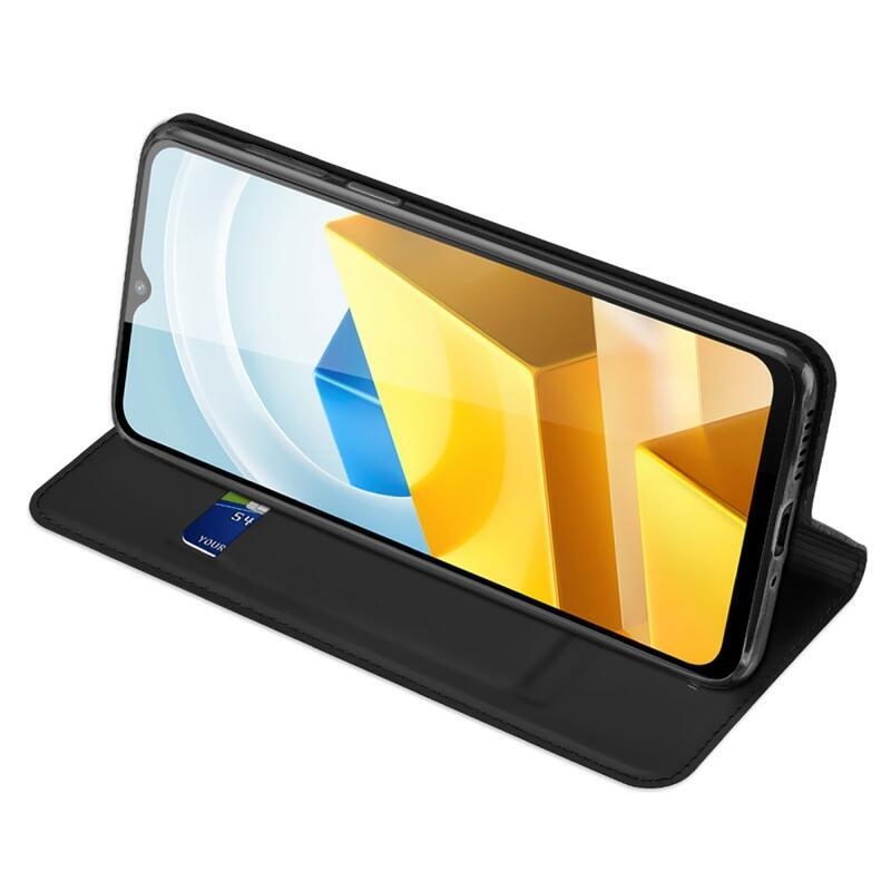 DUX elegáns PU bőr tok Xiaomi Poco M5-hez - fekete