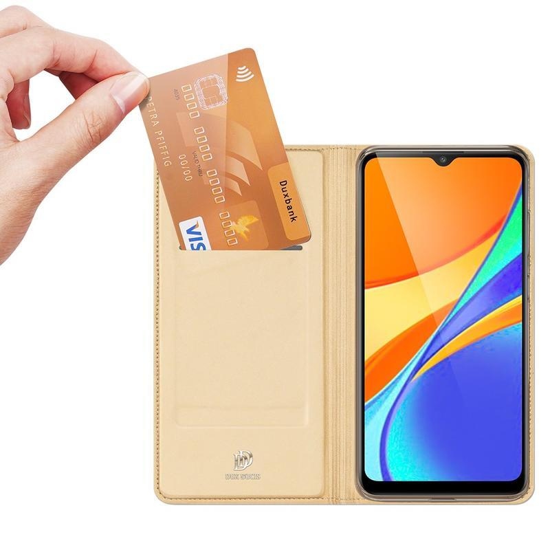 DUX elegáns PU bőr tok Xiaomi Redmi 9C - arany színű