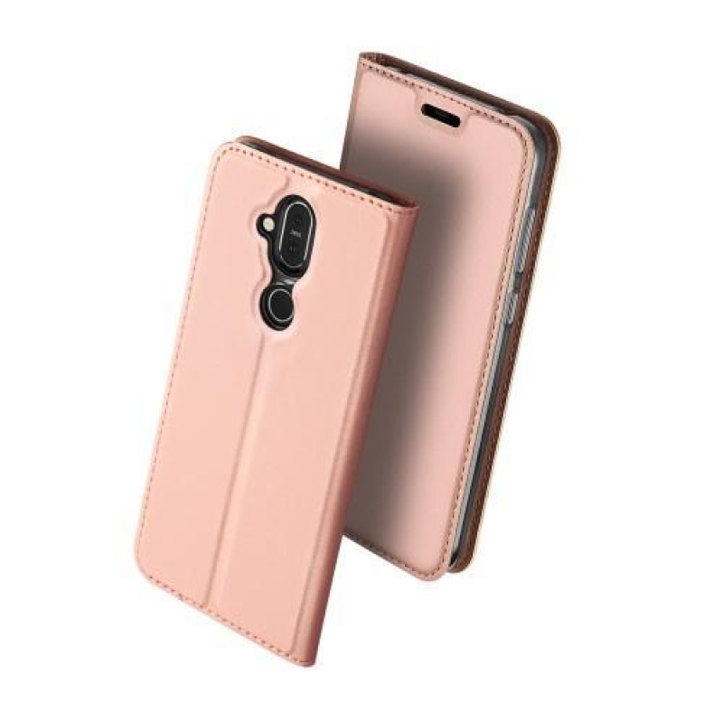DUX elegáns PU bőr tok Nokia 8.1 készülékhez - rózsaarany színben