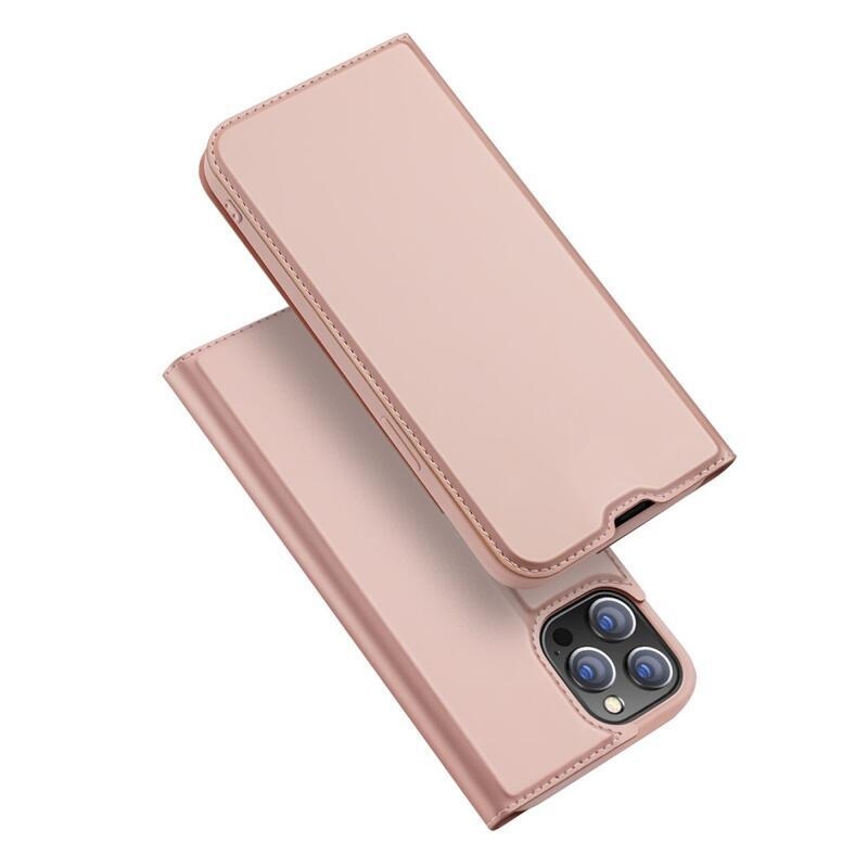 DUX elegáns PU bőr tok iPhone 13 Pro 6.1 készülékhez - rózsaszín