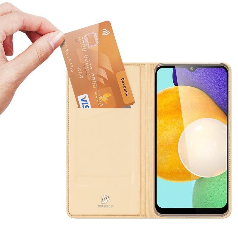 DUX elegáns PU bőr tok Samsung Galaxy A03s (166.6 x 75.9 x 9.1mm) - arany színű