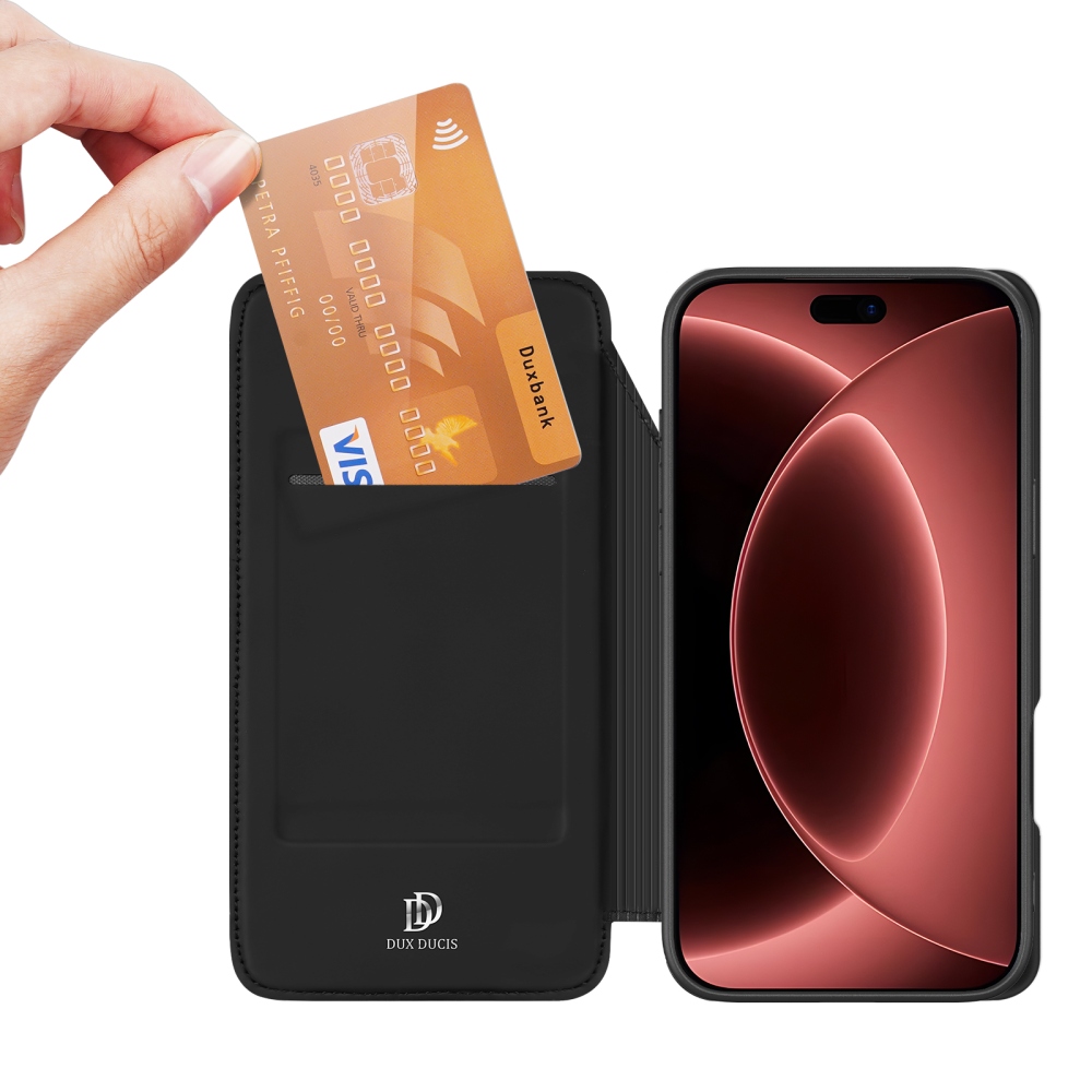 DUX könyvformájú tok iPhone 18 Pro Max/17 Pro Max készülékekhez – fekete