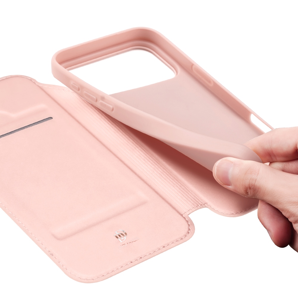 DUX könyvformájú tok iPhone 18 Pro Max/17 Pro Max készülékekhez – rózsaszín