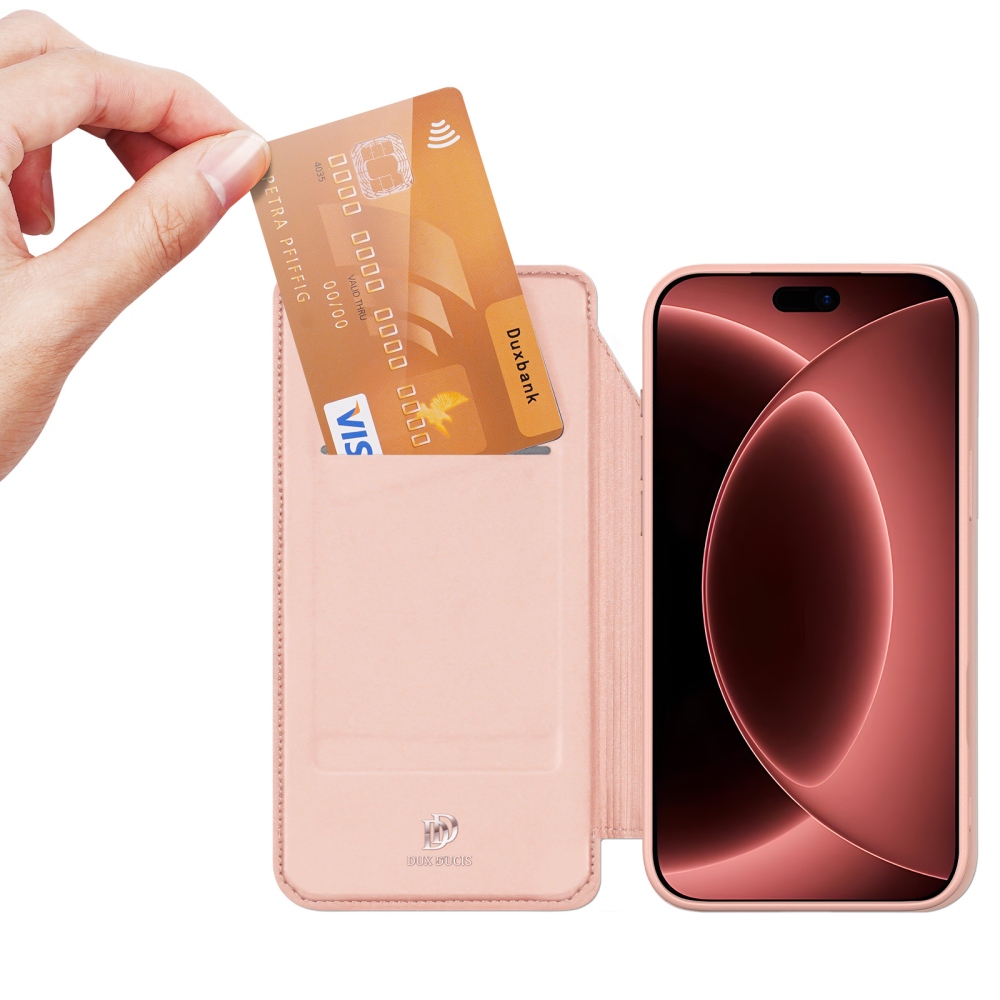 DUX könyvformájú tok iPhone 18 Pro Max/17 Pro Max készülékekhez – rózsaszín