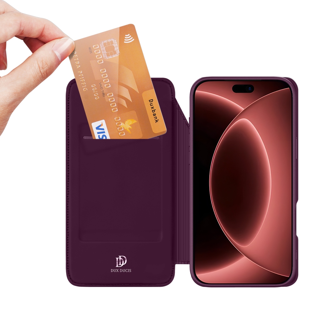 DUX könyvformájú tok iPhone 18 Pro Max/17 Pro Max-hoz – bordó