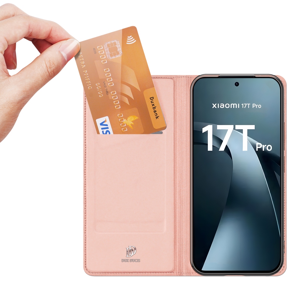 DUX könyvformájú tok a Xiaomi 17T Pro mobiltelefonhoz – rózsaszín-arany
