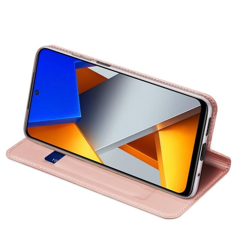 DUX PU bőr pénztárca tok Xiaomi Poco M4 Pro 4G - rózsa arany