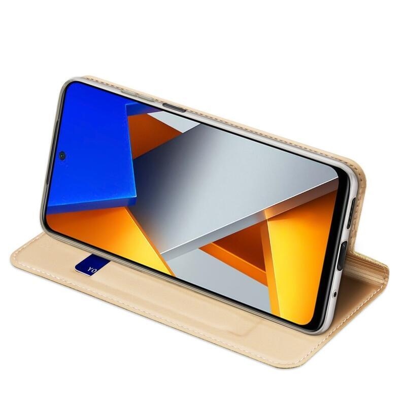 DUX PU bőr pénztárca tok Xiaomi Poco M4 Pro 4G - arany színben