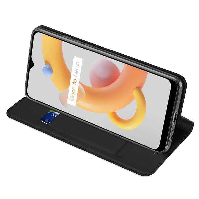 DUX PU bőr mobiltelefon tok Realme C11 (2021) - fekete