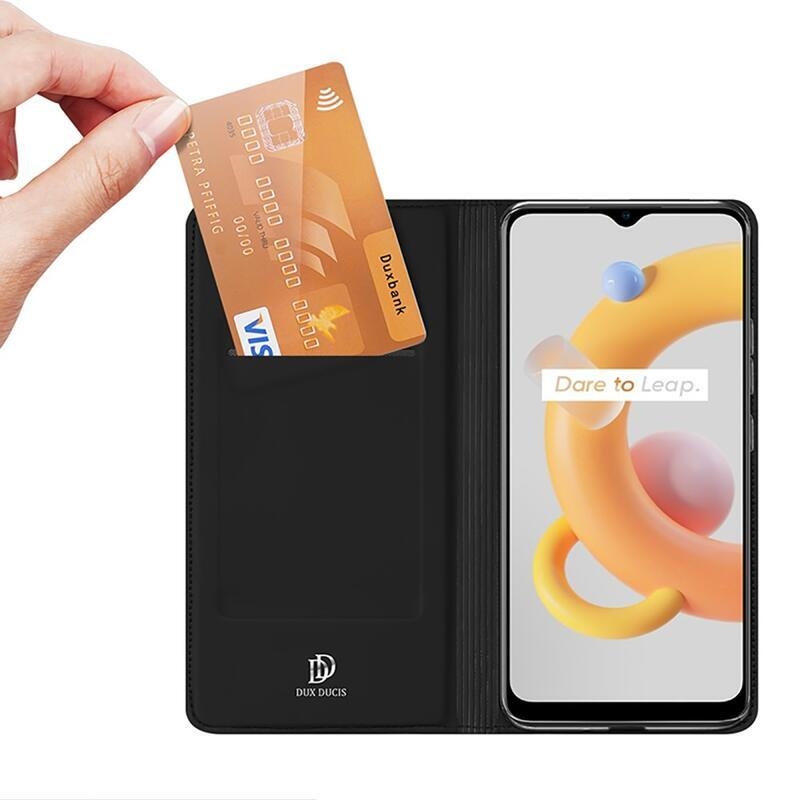 DUX PU bőr mobiltelefon tok Realme C11 (2021) - fekete