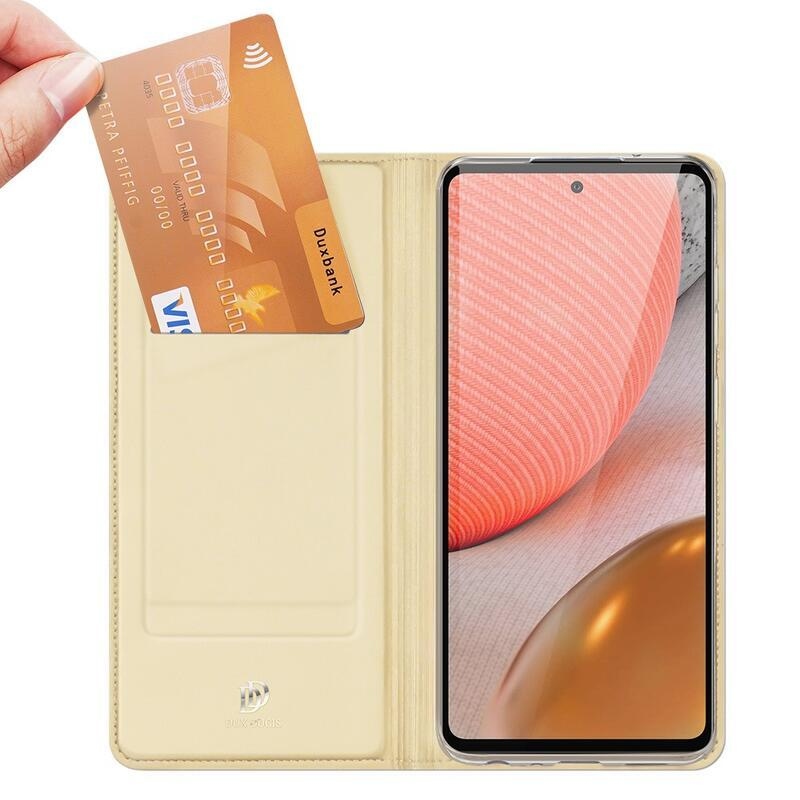 DUX PU bőr tok Samsung Galaxy A72 5G/4G készülékhez - arany színben