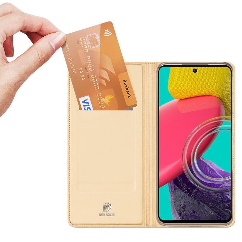 DUX PU bőr tok Samsung Galaxy M53 5G készülékhez - arany színű