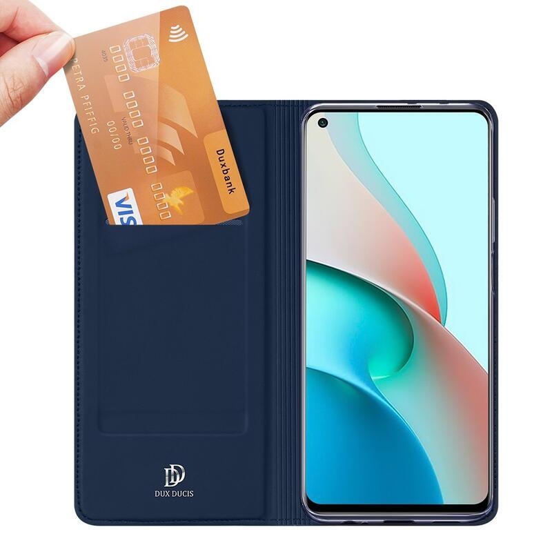 DUX PU bőr tok Xiaomi Redmi Note 9T 5G - sötétkék színben