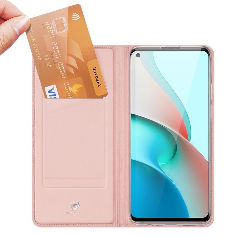 DUX PU bőr tok Xiaomi Redmi Note 9T 5G - rózsaszínű