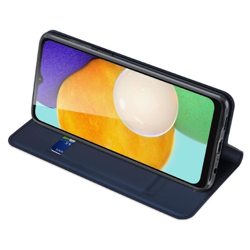 DUX PU bőr mobiltelefon tok Samsung Galaxy A13 5G/Galaxy A04s (164.7 x 76.7 x 9.1 mm) - sötétkék