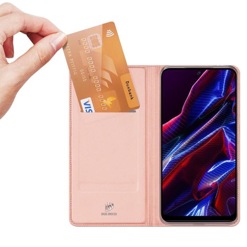 DUX stílusos tok Xiaomi Redmi Note 12 5G/Poco X5 5G - rózsaarany színben
