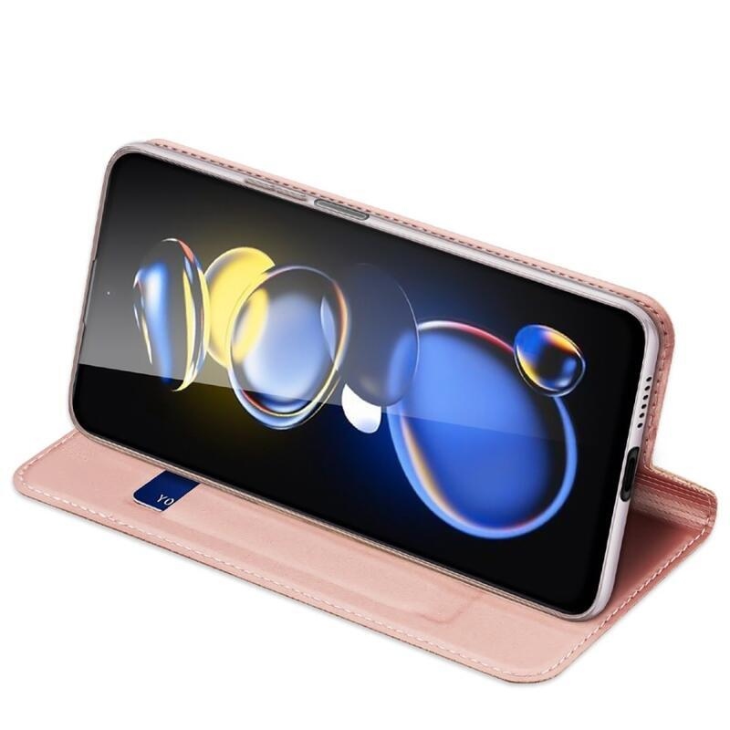 DUX stílusos PU bőr tok Xiaomi Poco X4 GT 5G - rózsaarany színben