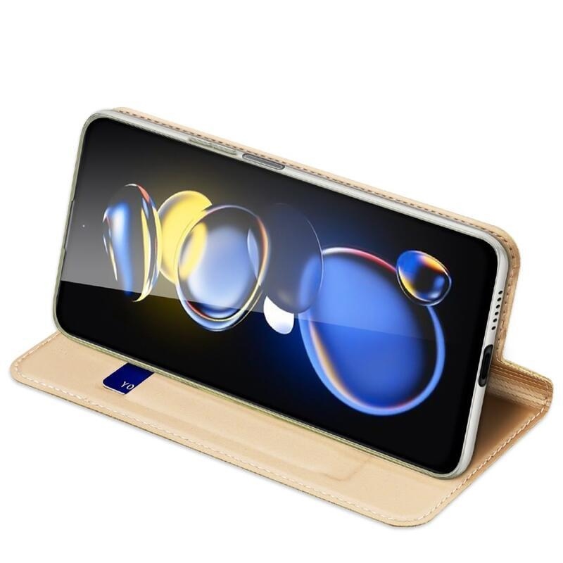 DUX stílusos PU bőr tok Xiaomi Poco X4 GT 5G - arany színben