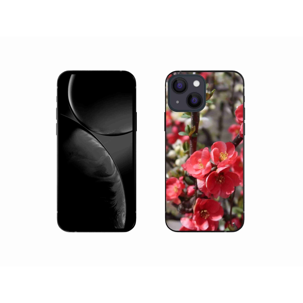 Gél borítás mmCase iPhone 13 mini készülékhez - piros virágok