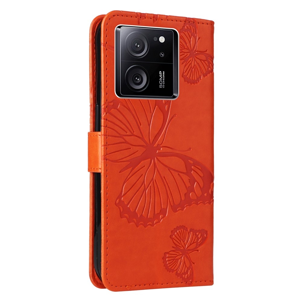 Nagy pillangó könyv tok Xiaomi 13T/13T Pro - narancssárga