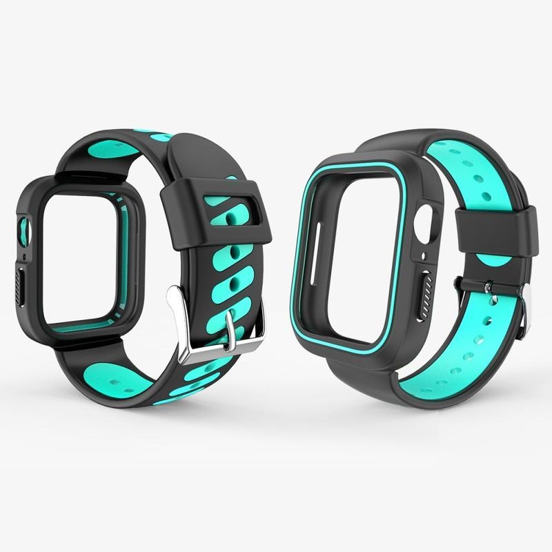 Kéttónusú szilikon szíj az Apple Watch 4 40 mm-es órához - fekete/zöld színű