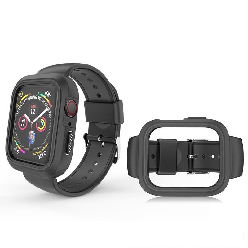 Kéttónusú szilikon szíj az Apple Watch 4 40 mm-es órához - fekete