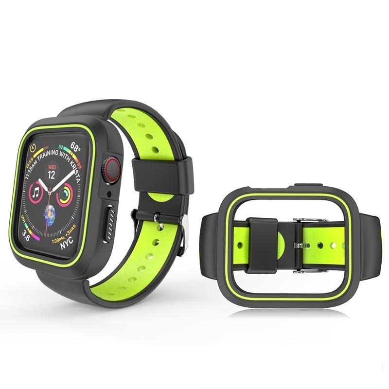 Kéttónusú szilikon szíj az Apple Watch 4 40 mm-es órához - fekete/sárga