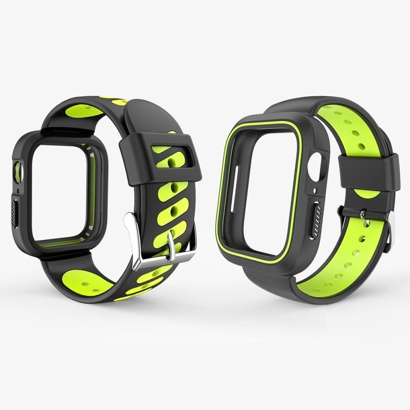 Kéttónusú szilikon szíj az Apple Watch 4 40 mm-es órához - fekete/sárga