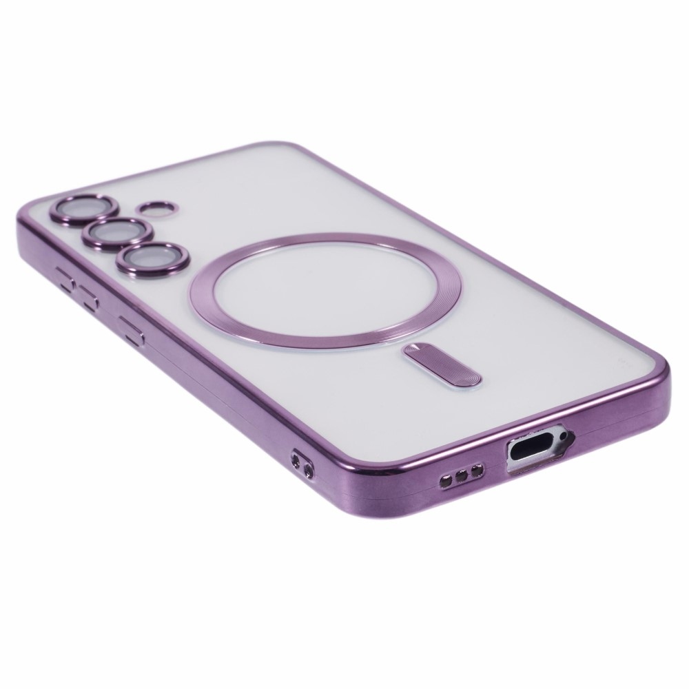 Átlátszó tok kameravédelemmel és MagSafe támogatással Samsung Galaxy S25+ készülékhez - sötétlila színben