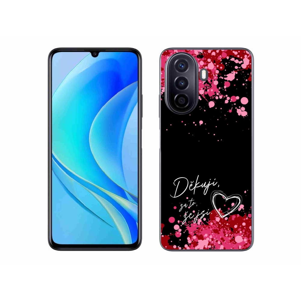 Gél borító mmCase a Huawei Nova Y70 készülékhez - text in love 2 fekete háttér