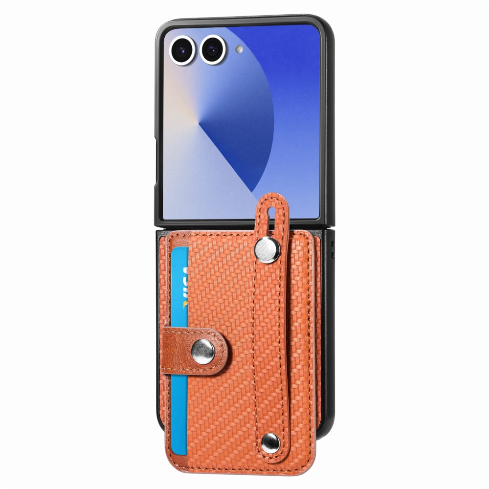 Műanyag borítás műbőrrel a Samsung Galaxy Z Flip7 5G készülékre - barna