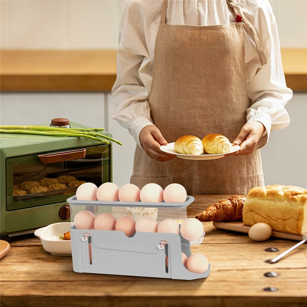 Háromszintes hűtőszekrény tojásrendező automata csúszkával - szürke