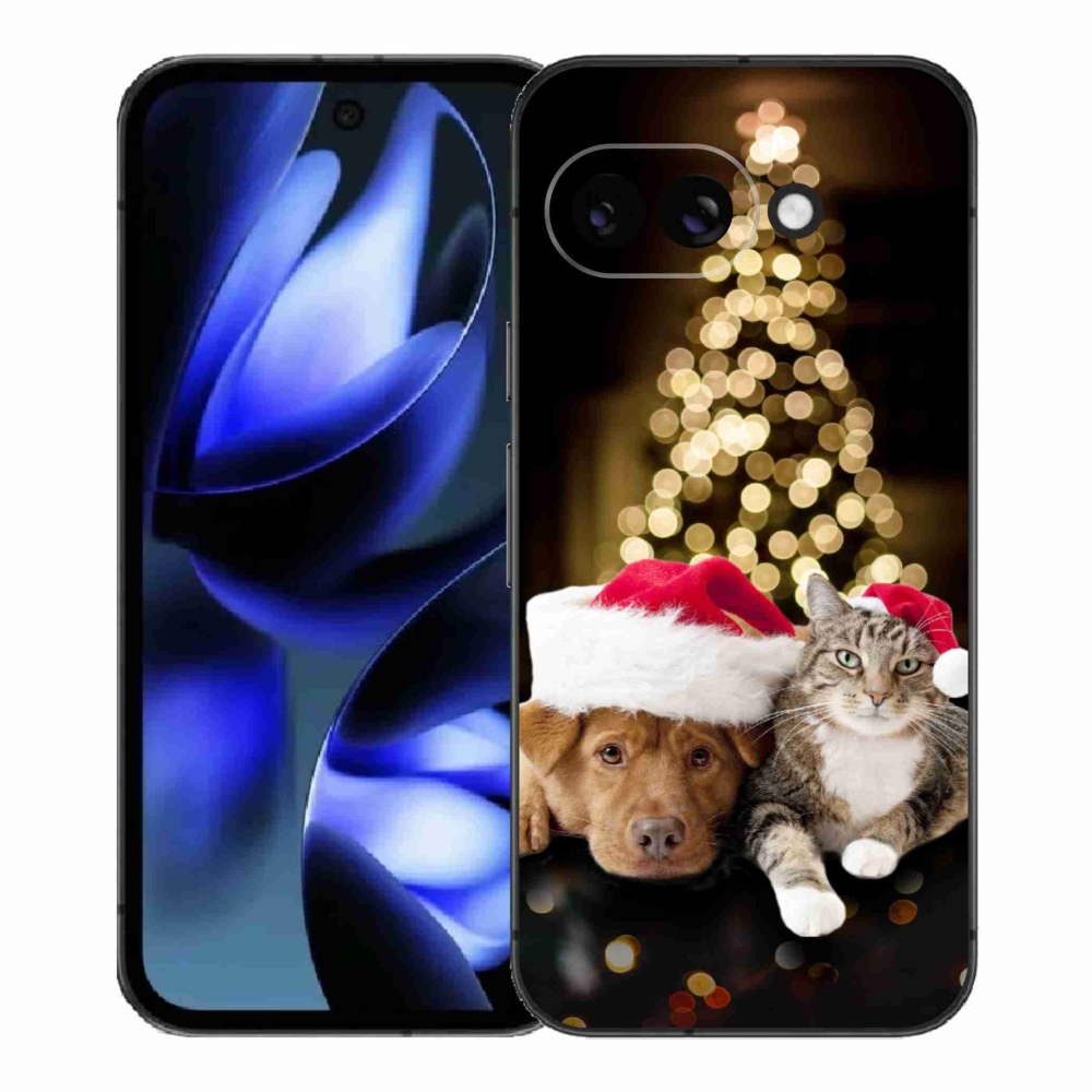 Gél borítás mmCase a Google Pixel 9a számára - Karácsonyi kutya és macska